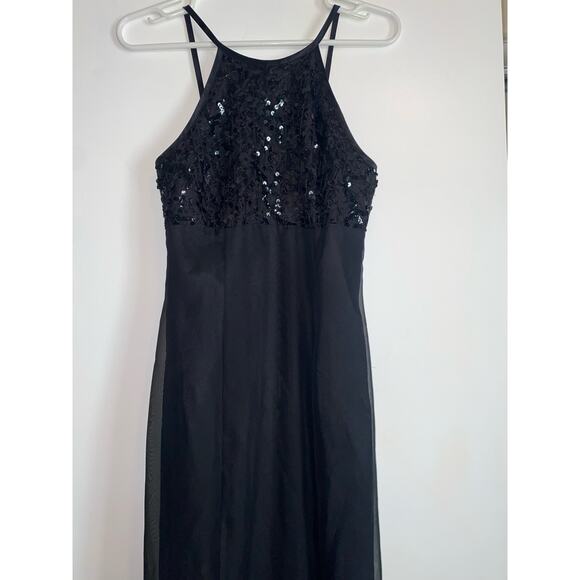 De Laru Dresses & Skirts - Vintage De Laru formal black dress sequin top maxi y2k xxs overlay whimsigoth